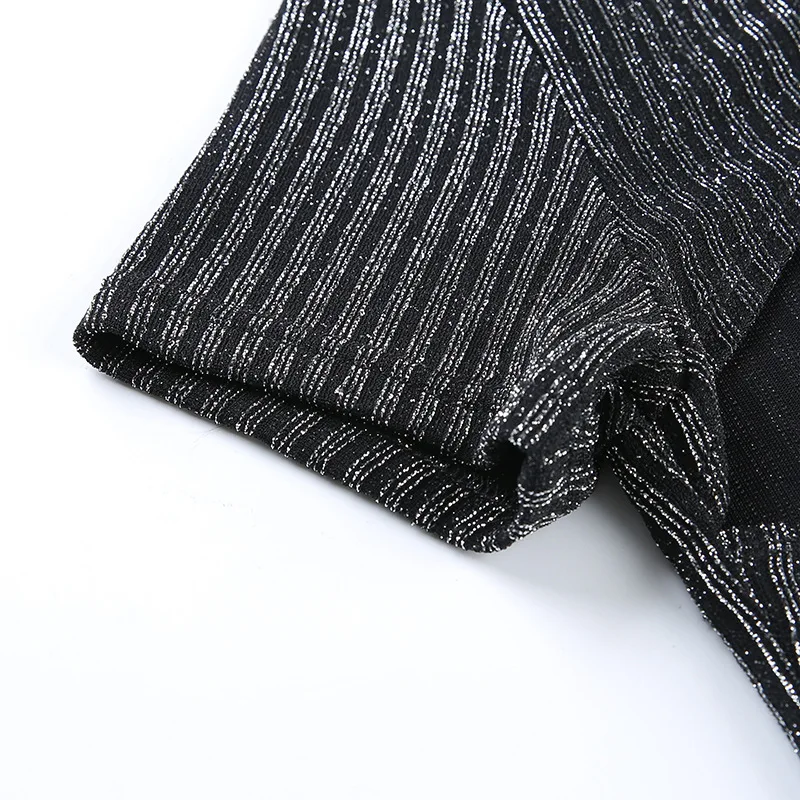 Модные облегающие сексуальные футболки Женская Гламурная черная футболка с