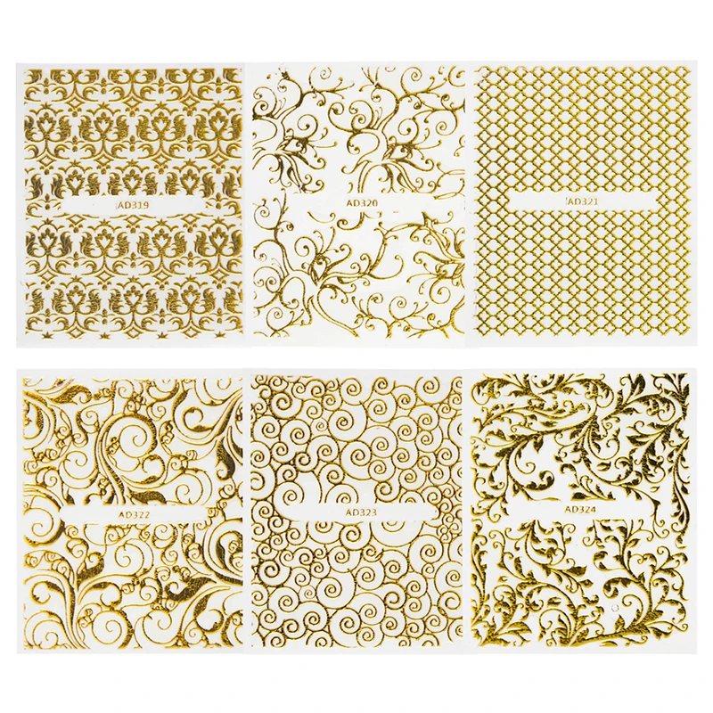 20pcs Water Nail Sticker Gold Flower Vine Diamond Necklace Art Decals Sets | Красота и здоровье