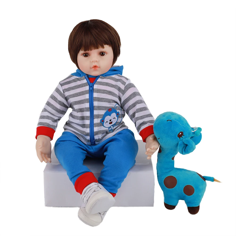 

Realistic Newborn Baby 18 '' Silicone Doll cloth Body Lifelike Bebe Reborn Dolls For Children Birthday Gift Shower Toy