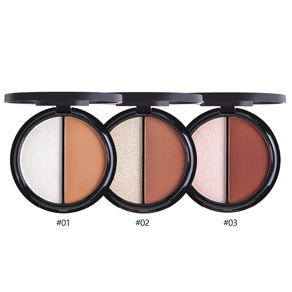 2 Colors Face Pressed Powder Brighten Highlighter Contour Repair Smooth finish concealer setting powder natural | Красота и здоровье