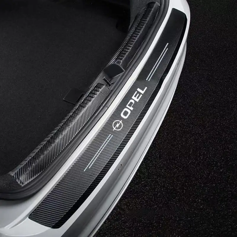 

Leather Car Rear Bumper Stickers Trunk Guard Plate Molding For opel insignia astra j h g corsa d zafira b vivaro car Accessories