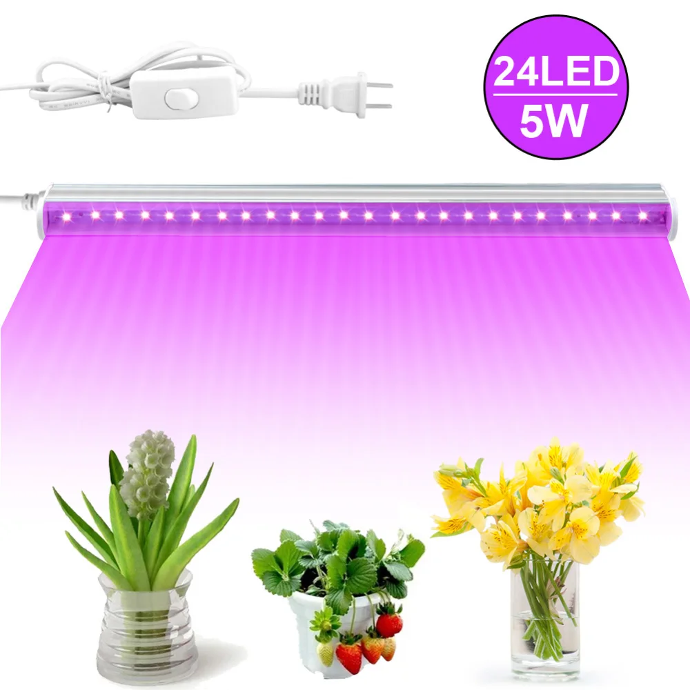 

5W 24 LED Greenhouse Light Bar Indoor Hydroponics Plants Flower Grow Lamps Straps for Indoor Grow Tent Plants Light Adapter