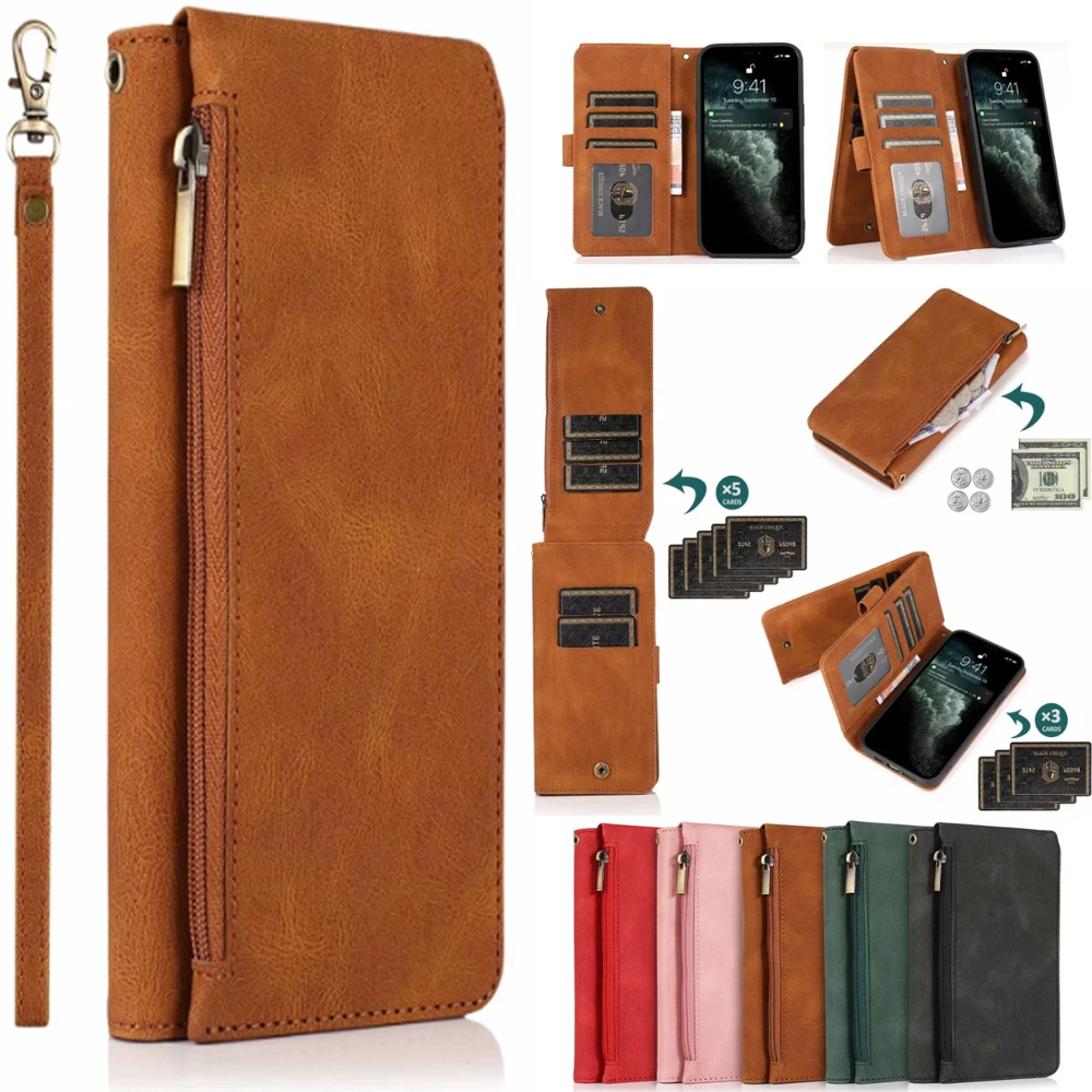 

For SONY Xperia L1/Xperia L2/Xperia L3/Xperia L4 Ultra Thin Zipper Cover Wallet 8 Card Magnetic Flip Leather Case