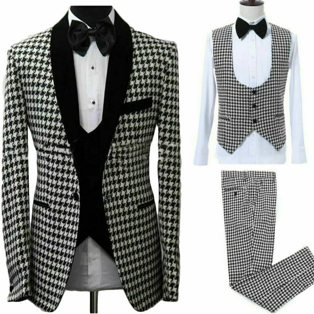 Хаундстут Мужские костюмы Slim Fit Свадебные платья набор жениха 3 шт смокинги из