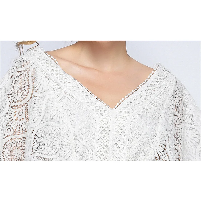 Кружевные платья 2019 высокое качество женское элегантное винтажное белое платье