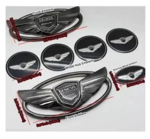 7 шт./компл. 3D значок эмблемы передние + задние рулевые колеса для 2010-2015 GENESIS COUPE