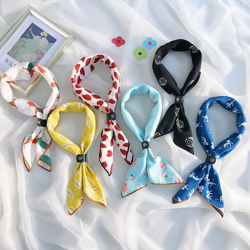 Женский атласный шарф элегантный узкий платок в стиле ретро из шелка маленькая