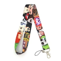 horror characters michael myers keychain neck strap lanyard for keys id badge holder hang rope webbing mobile phone accessories