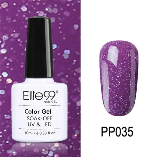 PP035 Elite99 10 мл Гель-лак для ногтей замачиваемый УФ красочный Фиолетовый лак для ногтей художественный Гель-лак для Ногтей Стойкий гель нужен основа и верхнее покрытие - Цвет: PP035