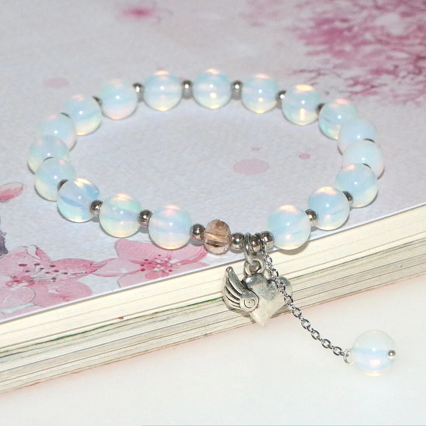 Original Ethnic Style Natural Stone Bracelet Opal Tourmalines Rubys Jades Woman Girl Gift Alloy Pendant Accessories Christmas | Украшения и