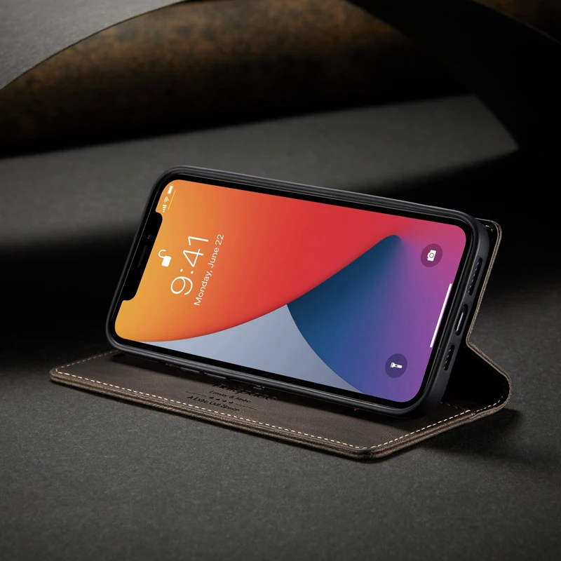 Фото Чехол-книжка для iPhone 13, 12 Mini, 12 Pro Max, из натуральной кожи №4