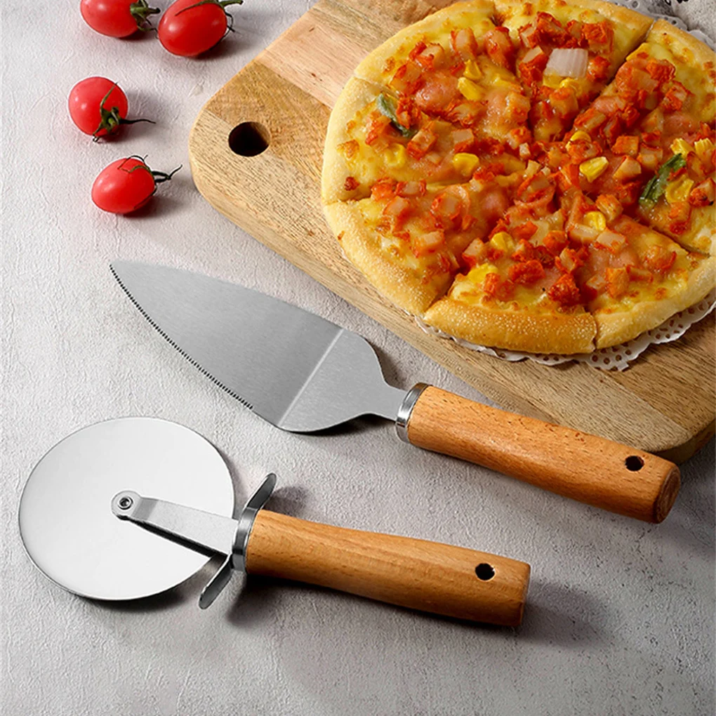 Упаковка из 2 нержавеющей стали для пиццы ручной резак сервера нескользящая