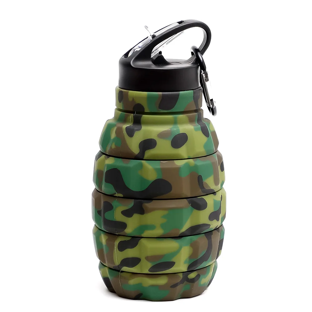 

New Collapsible Water Bottle Food Grade Silicone Cycling Hiking Water Bottle with Hook Carabiner Drinkware Hydro Flask