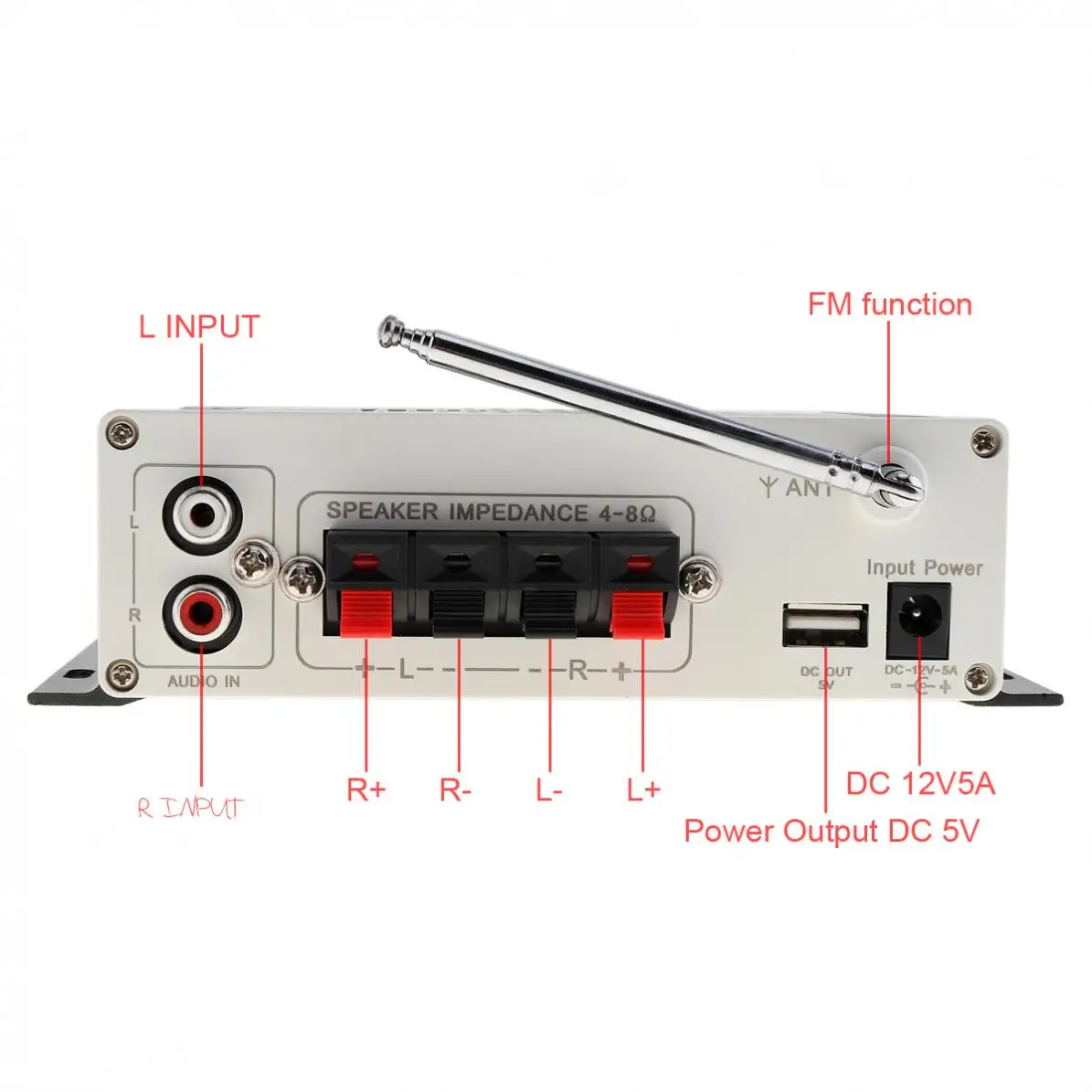 HY-V10 20W x 2 2CH Hi-Fi Bluetooth-совместимый автомобильный усилитель мощности аудио FM-радио