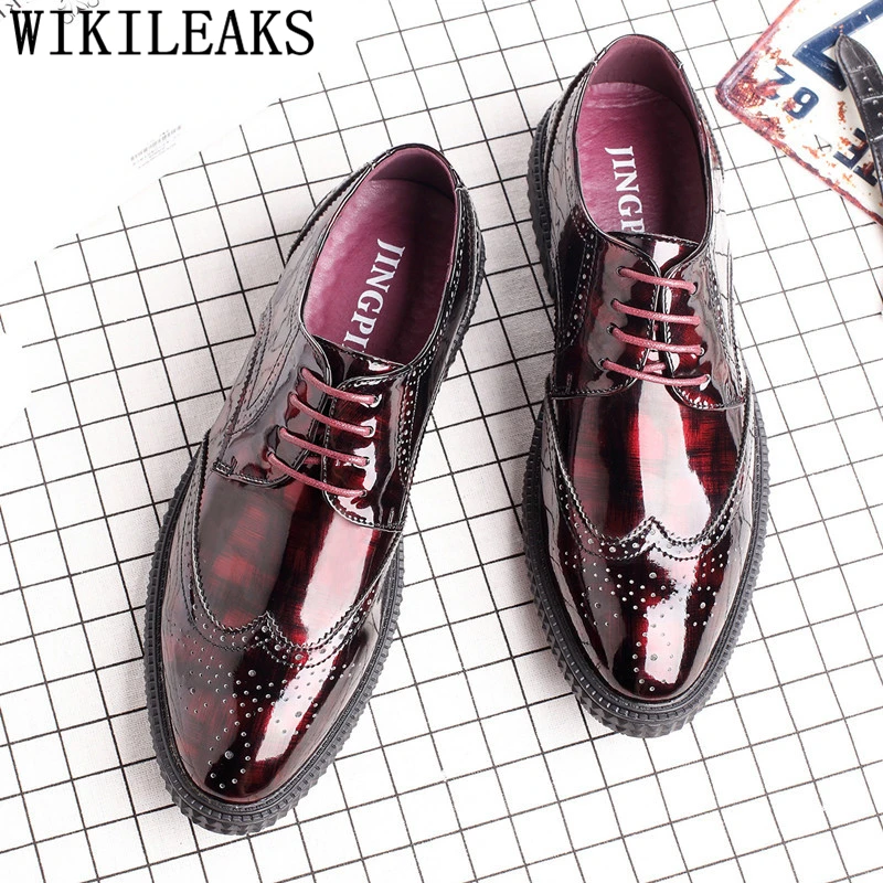 Броги оксфорды для мужчин свадебные туфли мужские деловые кожаные обувь