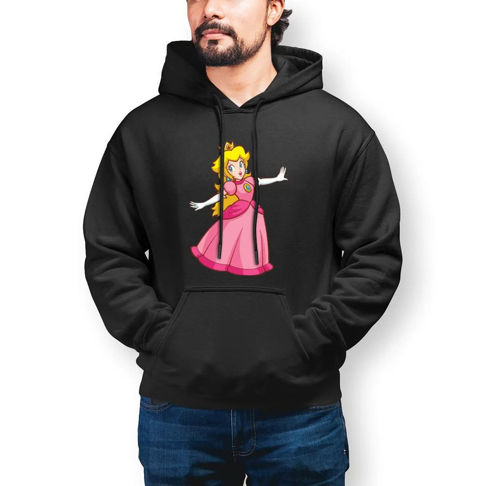 

Princess Peach Mens Hoodies Cotton Princess Peach Loose Pullover Hoodie Winter Long Popular Hoodie Big Mens