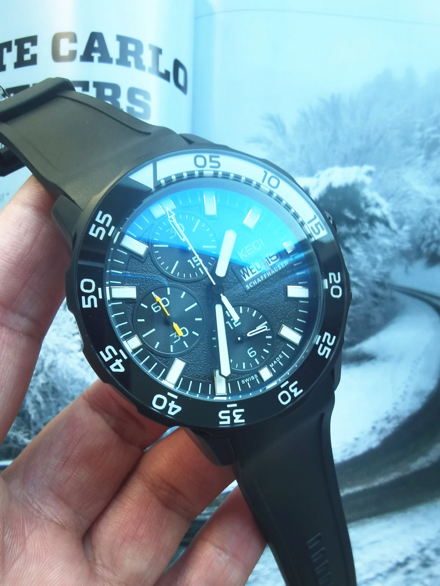 

Mens Watches IC Top Brand Luxury Quality Quartz Watch Stainless Steel Case Ceramic Bezel Luminous Hands Stopwatch Timer Function