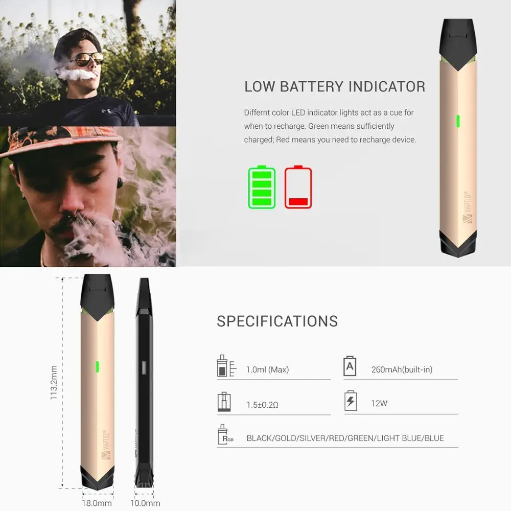 Vaptio Solo плоский мини набор 12 Вт 1 0 мл вейп ручка электронная сигарета стартовый