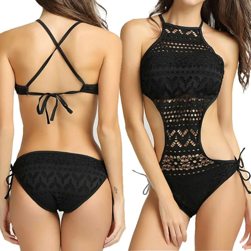 2020 летний модный женский купальник сексуальный цельный пуш ап кружевное ажурное