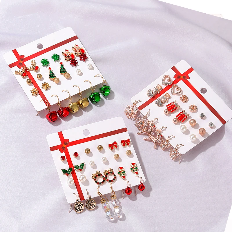 Рождественский набор серьги в виде Санта Клауса масляные подвески колокольчики