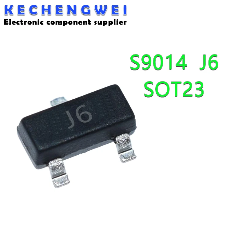 

100 шт., S9014, SOT23 9014 SOT SMD J6 SOT-23, новый и оригинальный силовой транзистор SMD