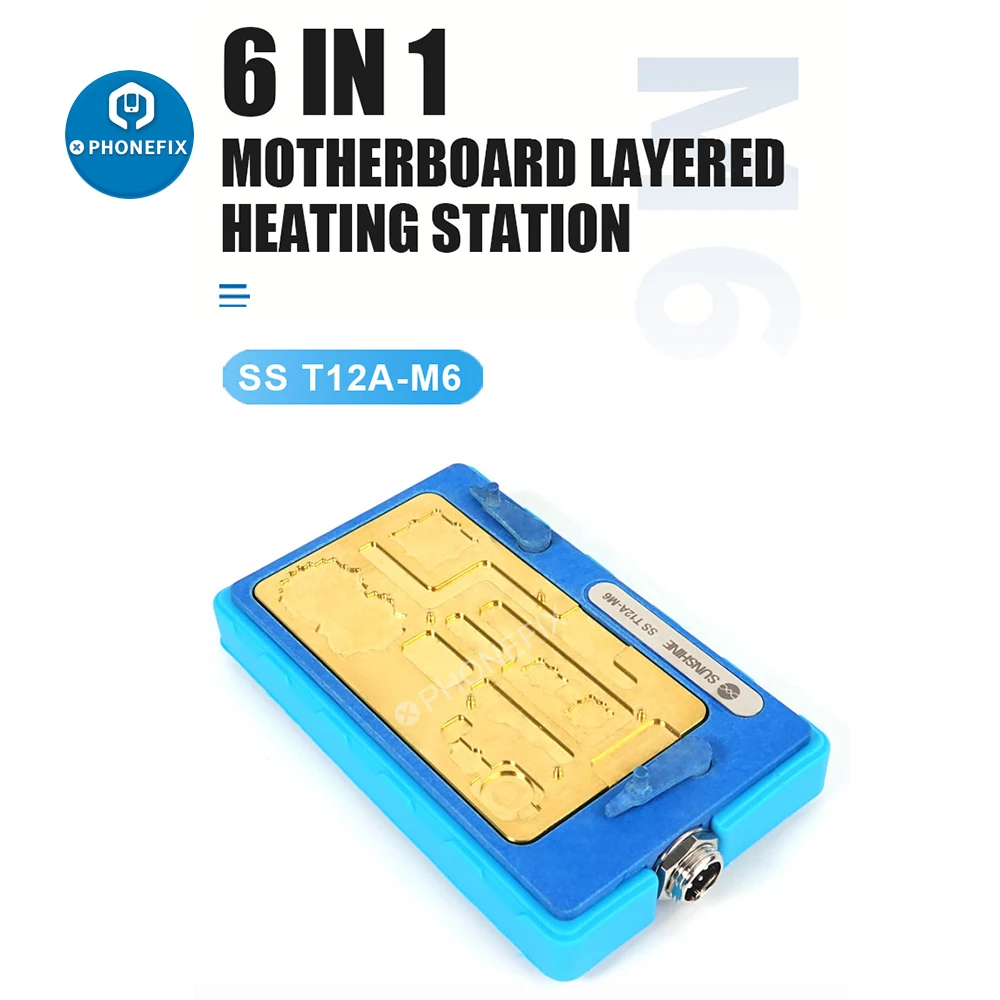 

Sunshine SS-T12A M6 6 in 1 Heating Station Pre-heating Platform for iPhone BGA Desoldering NAND CPU PCB Glue Removing Station