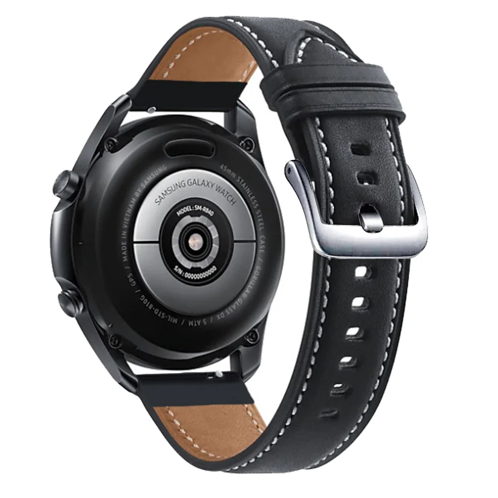 Фото Ремешок кожаный для Samsung Watch 3 45 мм, браслет для Galaxy 46 мм Gear S3 Huawei watch gt 2e Magic gt2 46 мм, 22 мм №5