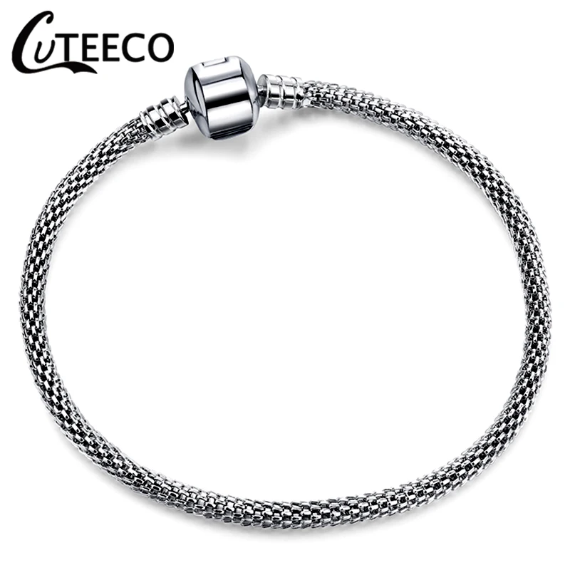 CUTEECO, высокое качество, серебряный, розовый, золотой цвет, очаровательный браслет, европейская модная цепочка-змейка, браслет в виде сердца для женщин, ювелирное изделие