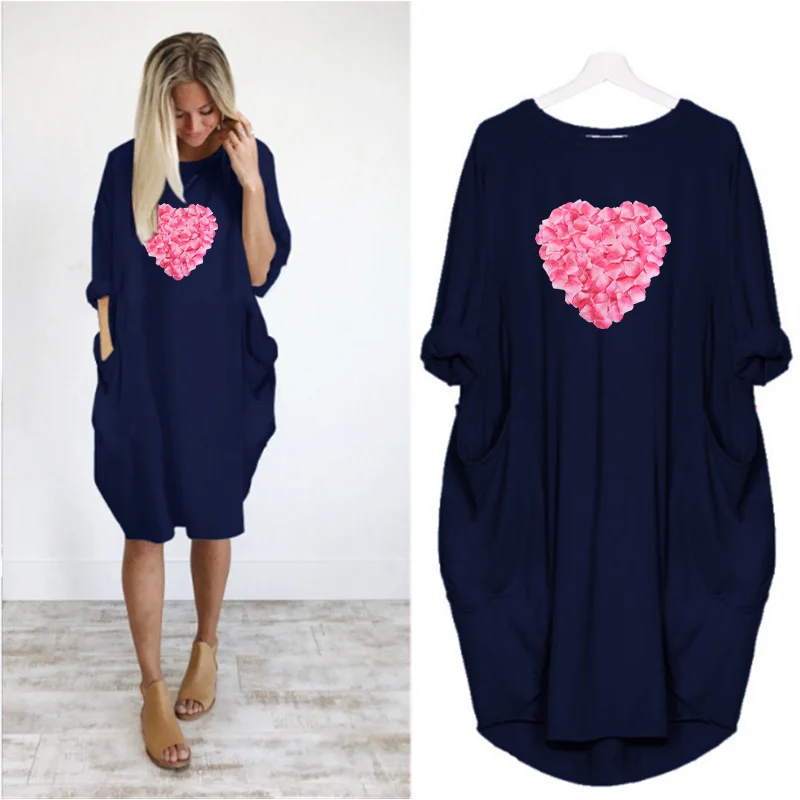 Платье женское с принтом лепестков влюбленных свободные платья винтажные