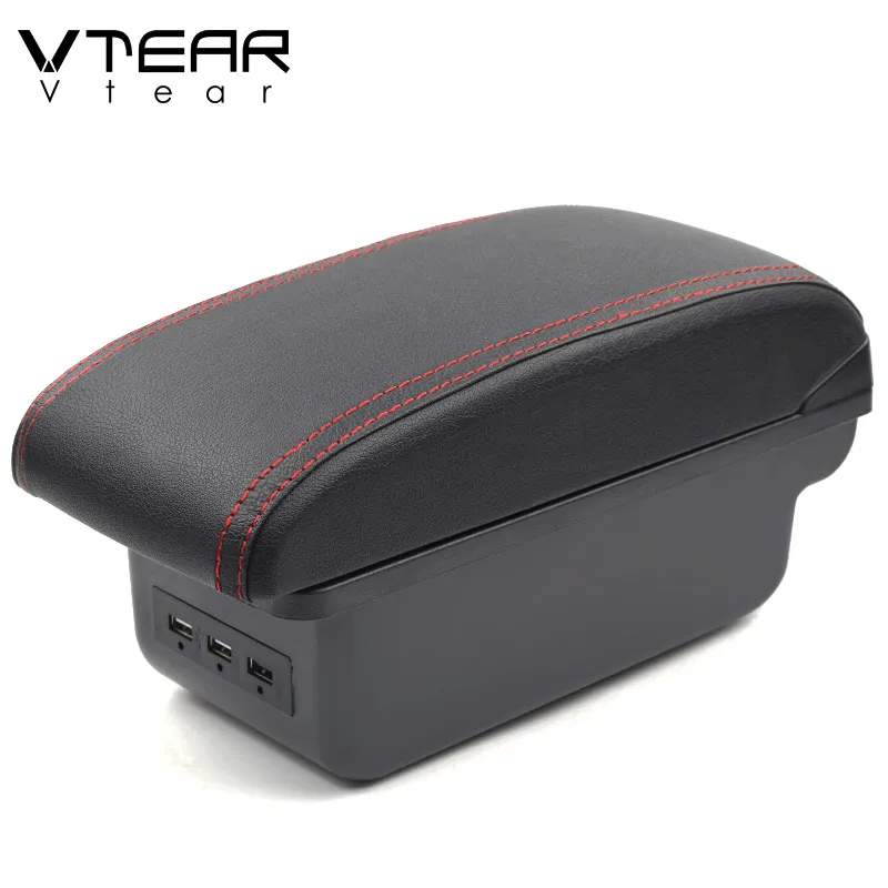 New USB red Vtear для Tata tiago автомобильный подлокотник кожаный подлокотник usb коробка для хранения аксессуары центральная консоль автомобильное украшение автомобиля-Стайлинг - Название цвета: New USB red