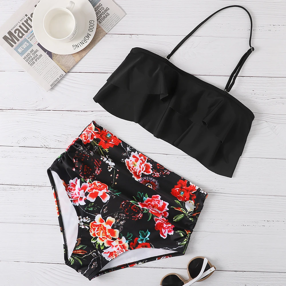 Купальный костюм летний женский сексуальный комплект бикини Модный цветочный