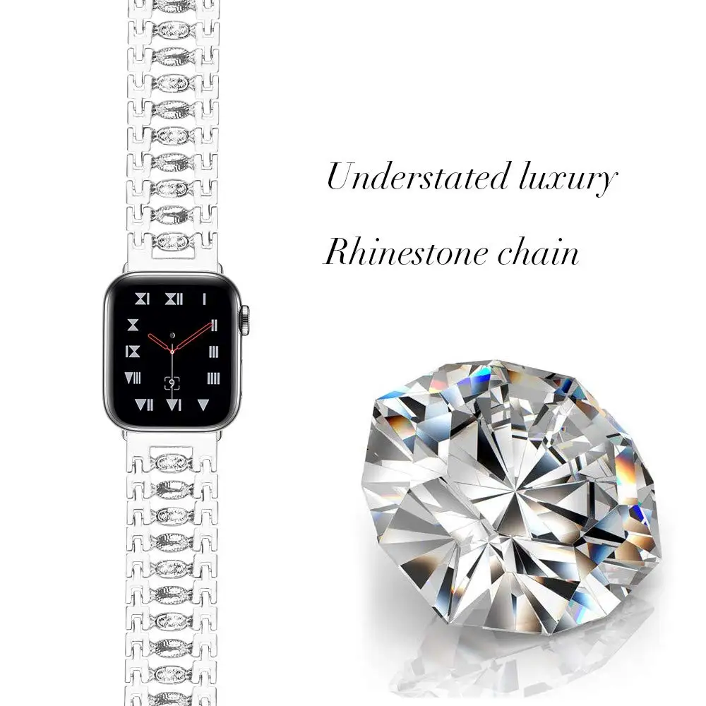 Женский браслет с бриллиантовым ремешком для Apple Watch 38 мм 42 мм 40 мм 44 мм серия 5 4 браслет из нержавеющей стали для iWatch Series 3 2 1