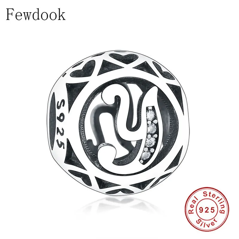 100% Серебро 925 пробы оригинальные бусы с алфавитом подходят к оригинальному пану