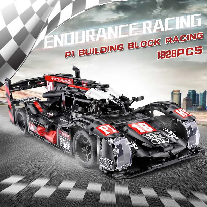 DHL 1908 шт. MOC Technic серии Супер гоночный автомобиль R18 R8 техника строительные блоки