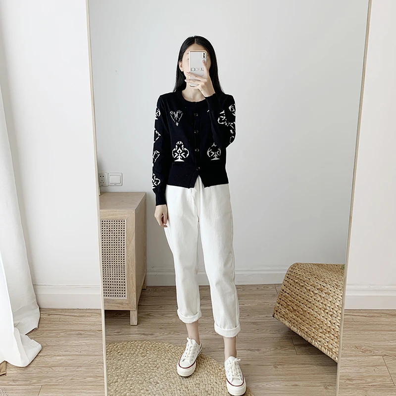 

Fall 2020 new short casual thin card printed T-shirt cardigan jacket for women