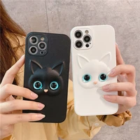 star same style cute cat 3d cartoon phone case for iphone 12 11 pro max mini xs x xr 7 8 plus se 2 soft leather shockproof cover