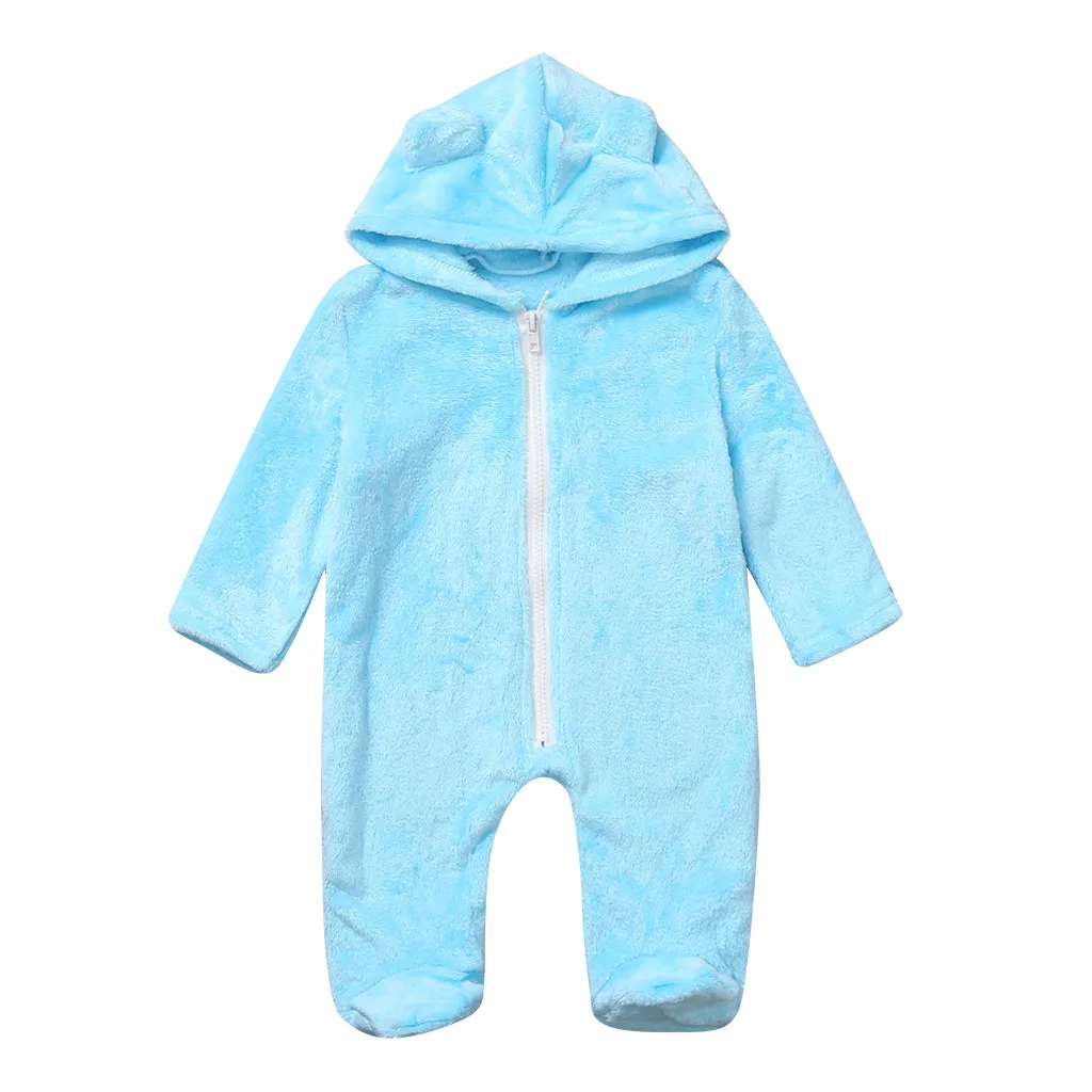 Зимний флисовый комбинезон для новорожденных мальчиков и девочек; комбинезон с капюшоном; теплое пальто; Верхняя одежда; Детский комбинезон; бренд