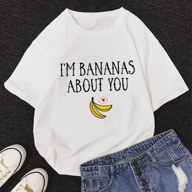 Футболка женская с принтом DOLCE &amp BANANA Повседневная Свободная рубашка коротким