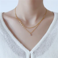 new stainless steel hypoallergenic cubic zirconia multilayered chain necklaces for women girls bijoux femme party gift