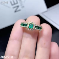 kjjeaxcmy boutique jewelry 925 sterling silver inlaid natural emerald gemstone female ring support detection trendy