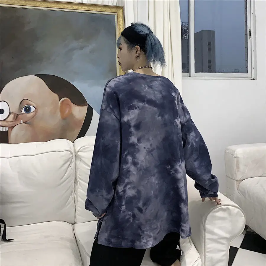 Тай-дай футболки женские весенние студенческие пара негабаритных M-3XL шикарные