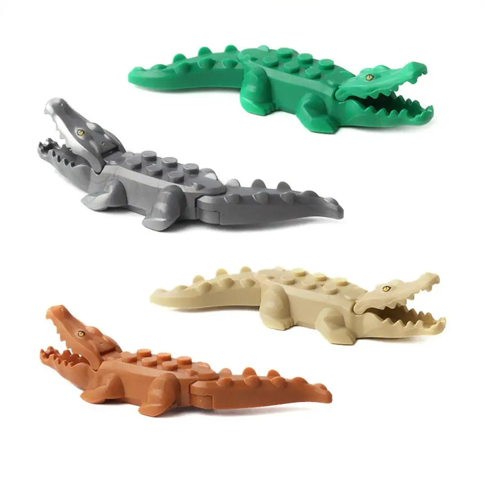 Набор строительных блоков: пантера снега леопарда крокодил тигр животные корова