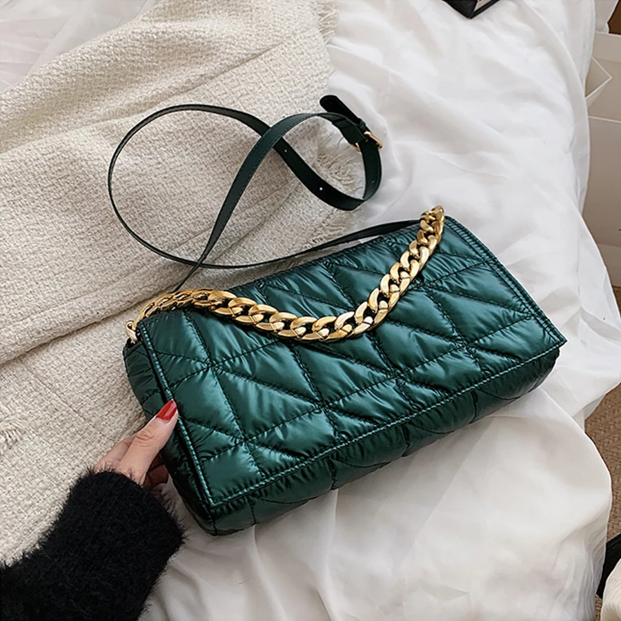 

Стеганые сумки через плечо с подкладкой, Роскошный дизайнерский мессенджер с клапаном, простая повседневная женская сумочка-тоут на толсто...