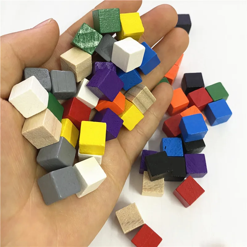 50 шт./лот 10 мм красочные деревянные игральные кости-кубики шахматные фигуры