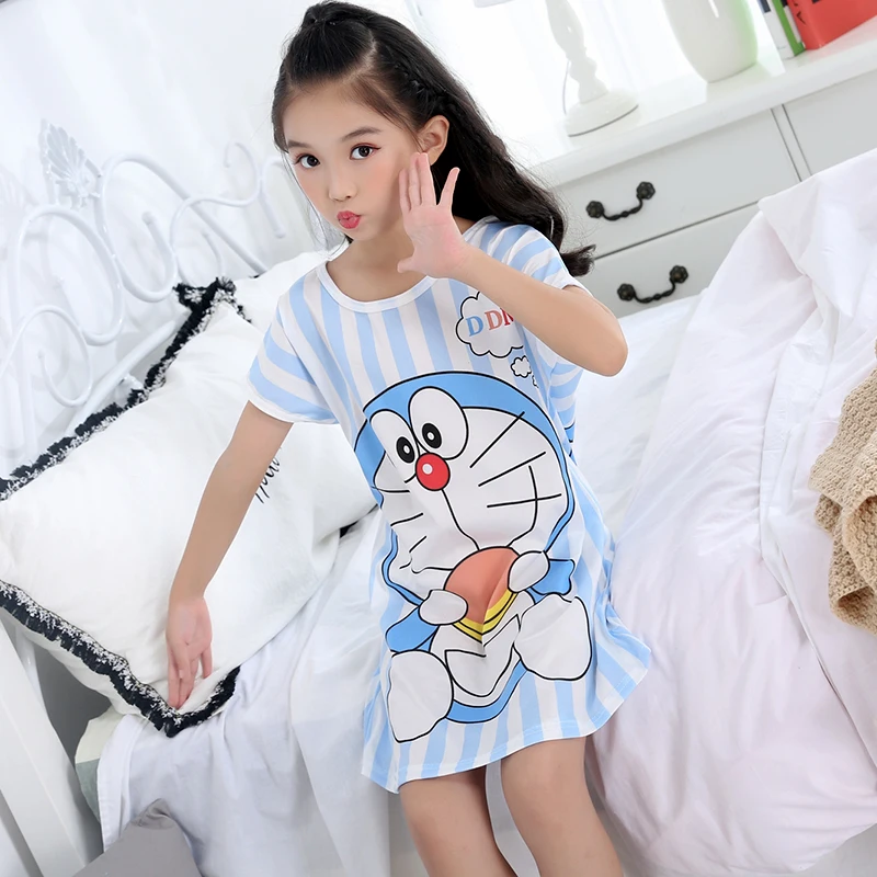 Ночные рубашки с мультяшным принтом для девочек 2-13 лет Милая Ночная рубашка