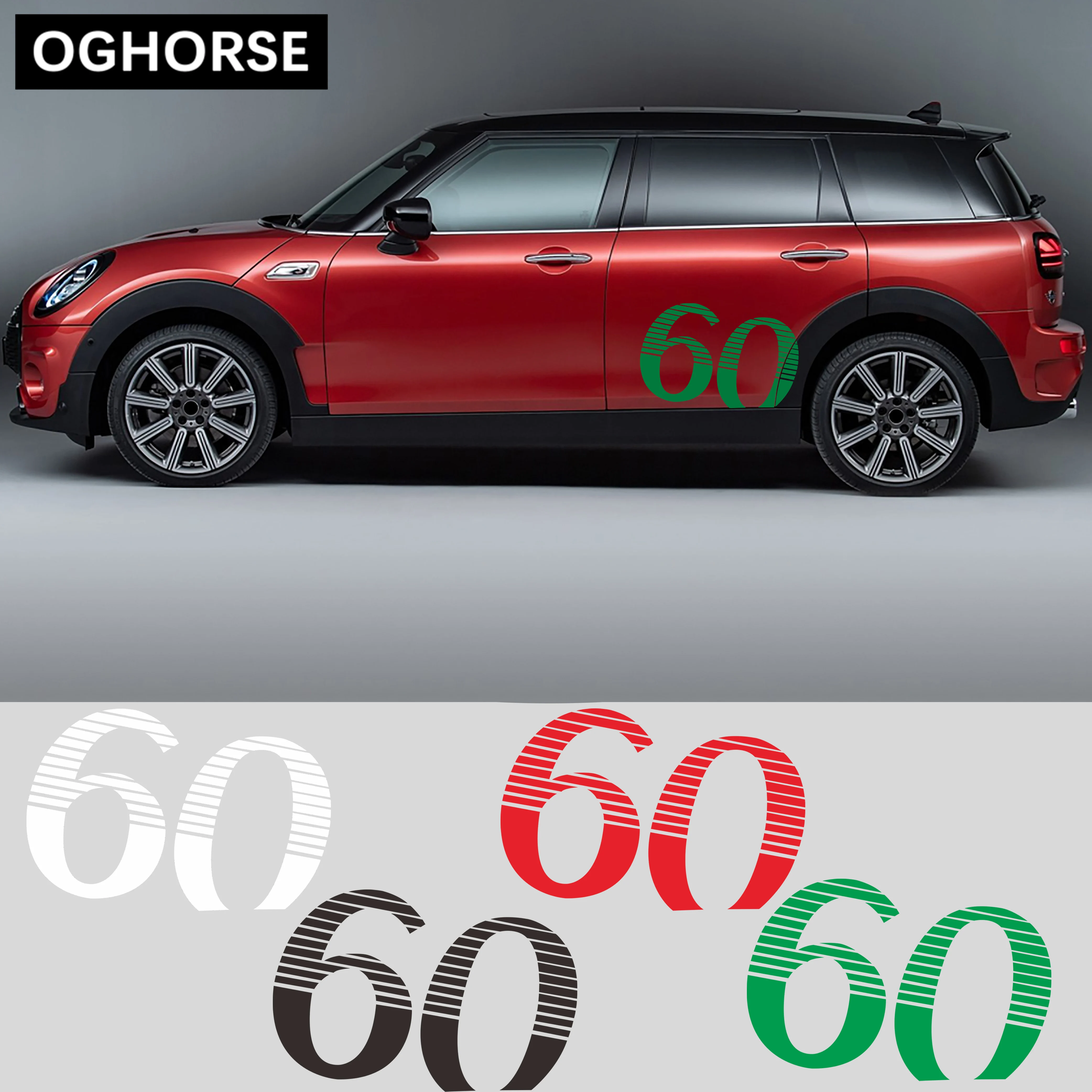 2 шт. светоотражающие наклейки на боковые двери автомобиля в честь 60