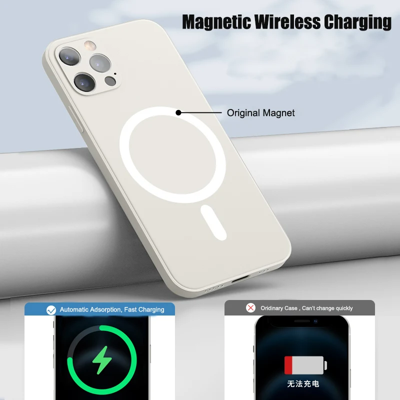 Жидкий силиконовый Магнитный чехол Macsafe для IPhone 11 12 13 Pro Max Mini XS XR X 7 8 Plus SE 2