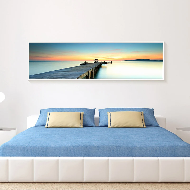 

Nordic Style Prints Calm Lake Surface Wood Long Bridge Scene Canvas Paintings Poster Modular Landscape Pictures Home Decor 5-26