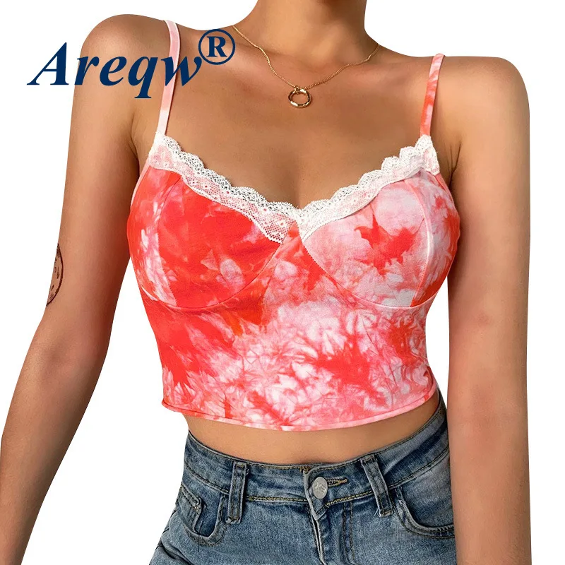 

2021 New Women's Sexy Slim Backless Small Sling Stitching Tie-dye Camisole