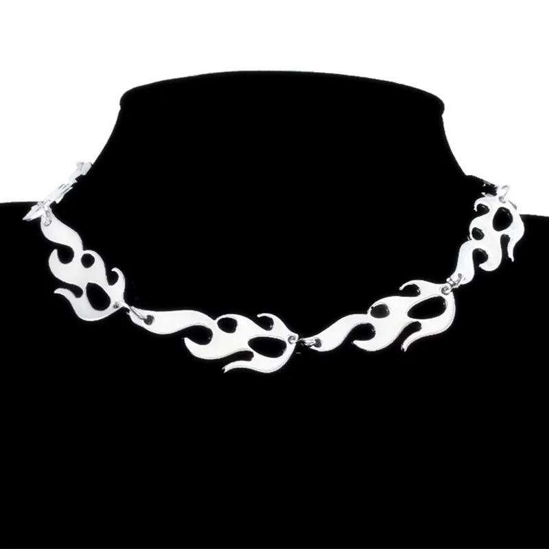 Мода унисекс Симпатичные пламени в стиле хип-хоп ожерелье с металлической